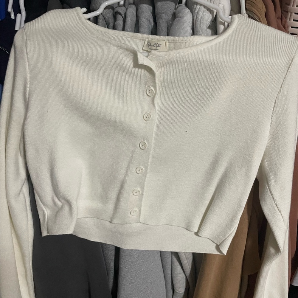 brandy melville-john galt button up sweater white